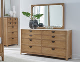 Parker House Escape - Bedroom 8 Drawer Dresser and Mirror Glazed Natural Oak Rubberwood Solids / Oak Veneers BESC-2131-2