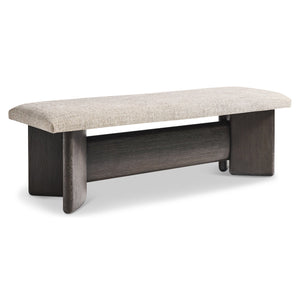 Bernhardt Bernhardt Geneve Sculptural Oak Upholstered Bench for Entryway or Bedroom End 392508