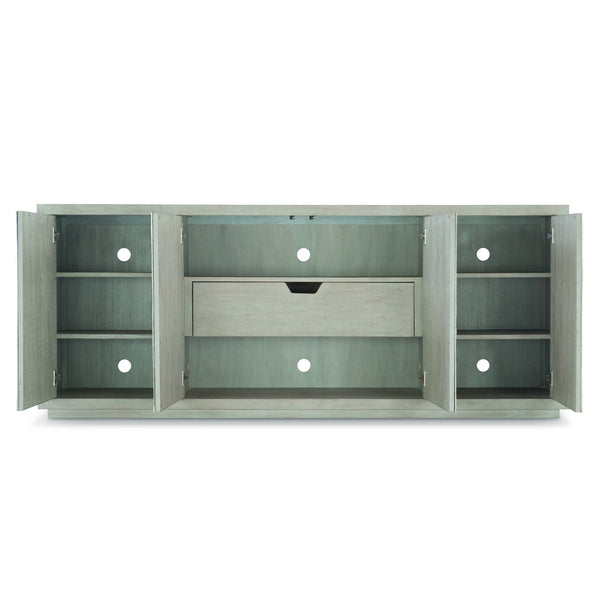 Bernhardt Bernhardt Valora Credenza — Art Deco Sandblasted Oak Sideboard With Graphite Cast-Aluminum Overlays, Storage And Media-Ready Features 396870