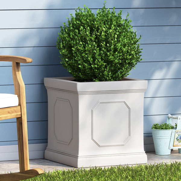 English Elm Mgo Handcrafted Square Outdoor Planter Artisan Magnesium Oxide Patio Garden Pot 63416.00WHI