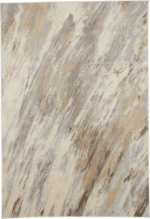 Feizy Rugs Parker Abstract Distressed Rug - Contemporary Viscose And Polyester Design For Modern Interiors Ivory,Tan,Brown Viscose,Polyester Prk3704fbgebluh00
