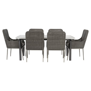 Bernhardt Bernhardt Antilles Wicker Outdoor Arm Chair — Pewter Gray Open-Weave, Powder-Coated Steel Frame, Plush Cushion - Made to Order X0161WQ