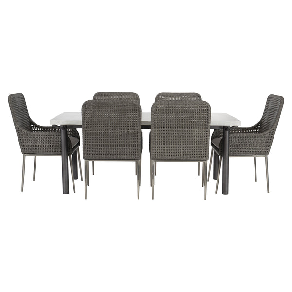 Bernhardt Bernhardt Antilles Wicker Outdoor Arm Chair — Pewter Gray Open-Weave, Powder-Coated Steel Frame, Plush Cushion - Made to Order X0161WQ