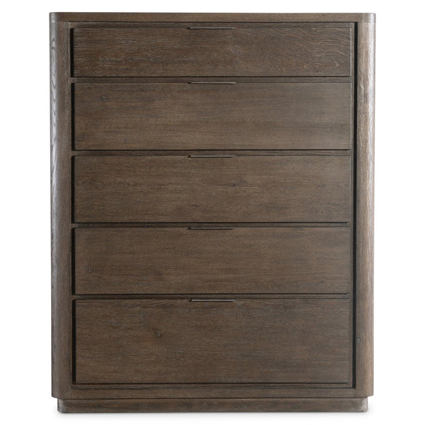 Bernhardt Bernhardt Outline Tall Drawer Chest Reimagined: 5-Drawer Wire-Brushed Oak With Soft-Close Slides, Cassel Finish, Textured Atra Pulls 360146