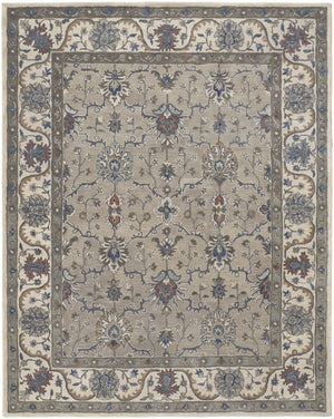Feizy Rugs Rylan Hand-tufted Wool Rug - Elegant Floral Design With Cool Hues For A Transitional Home Aesthetic Taupe,Ivory,Blue Wool Ryl8640fgry000c00