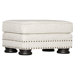 Bernhardt Bernhardt Foster Upholstered Ottoman With Nailhead Trim & Exposed Wood Legs, Plush Rectangular Seat — Made To Order B5171G