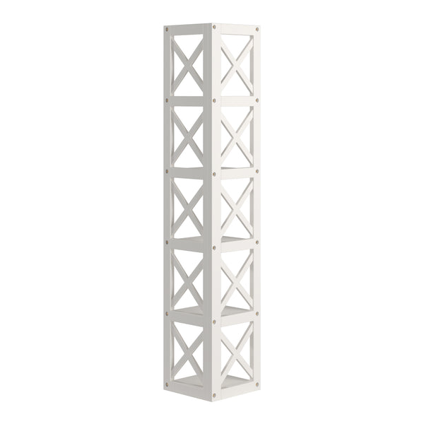 Homelegance By Top-Line Julius X-Frame 5-Shelf Bookcase White Rubberwood