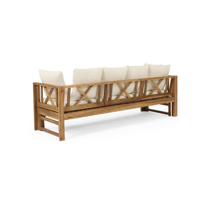 English Elm Christopher Knight Home® - Outdoor Acacia Wood Daybed Sofa: Stylish 3-Seater Lounge With Water-Resistant Cushions For Patios 74327.00BEIGE