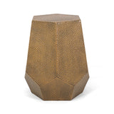 Christopher Knight Home® - Noble House - Pamsha Modern Hammered Iron Geometric Side Table, Brushed Antique Gold