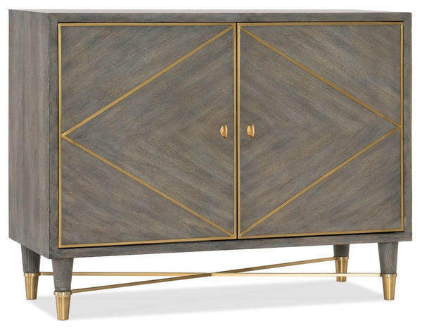 Hooker Furniture Melange Breck Chest With Oak Veneer, Gray Finish & Copper Accents — Soft-Close Doors, Media-Ready Storage (42"W) 638-85392-GRY