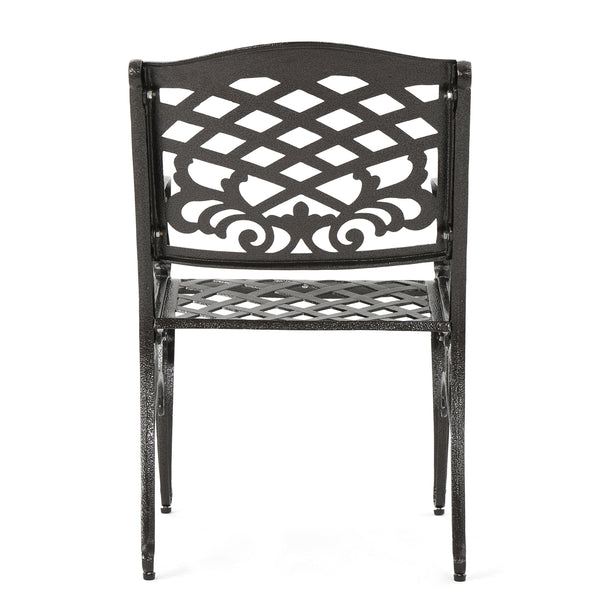 English Elm Phoenix Cast Aluminum Outdoor Dining Arm Chairs Ornate Lattice Scroll Garden Set Bronze 54589.00BZE