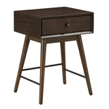 Homelegance By Top-Line Sarai Wood 1-Drawer End Table Walnut Rubberwood