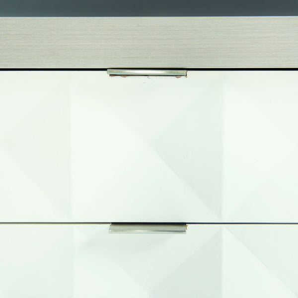 Bernhardt Bernhardt Axiom Patterned Dresser With 3-D Inverted Pyramid Drawers, Dual-Tone Plaster Finish, 6-Drawer Glam Transitional Storage 381056