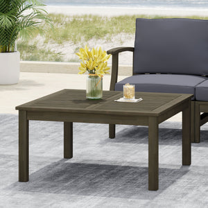 English Elm Perla Square Acacia Wood Coffee Table Grey Finish Indoor Outdoor Patio Living Room 59098.00GRY