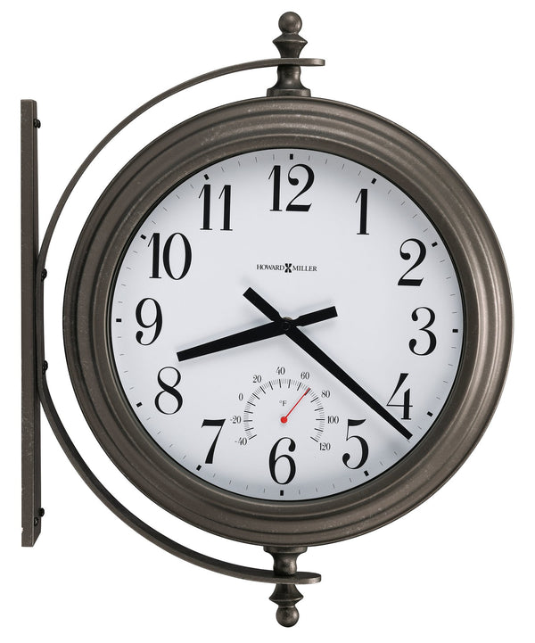 Hekman Furniture 625792 Double-sided Metal Wall Clock With Thermometer – Indoor/Outdoor Charcoal Gray Elegance  Ivy Indoor,Outdoor Wall Clock 625792