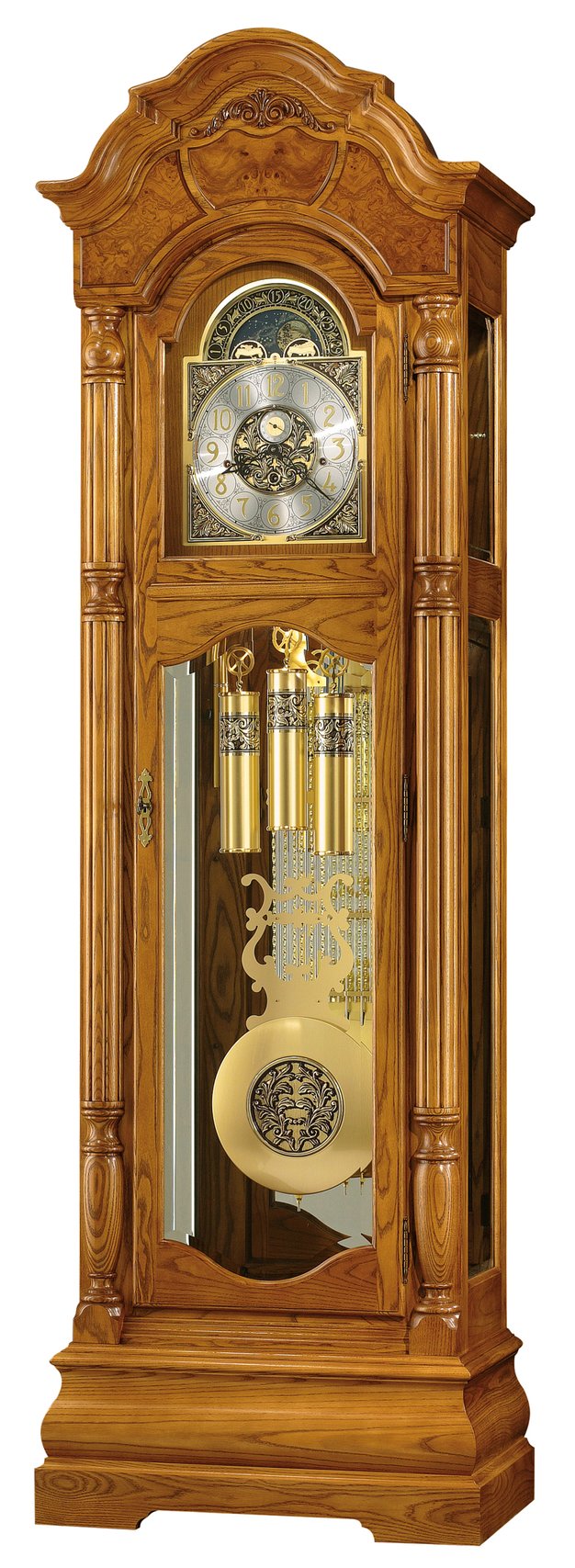 Hekman Furniture 611144 Scarborough Grandfather Clock - Elegant Legacy Oak Design With Illuminated Dial & Precision Chimes Legacy Oak Scarborough Grandfather Clock 611144