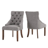 Homelegance By Top-Line Ophilia Linen Curved Back Tufted Dining Chairs (Set of 2) Brown Wood