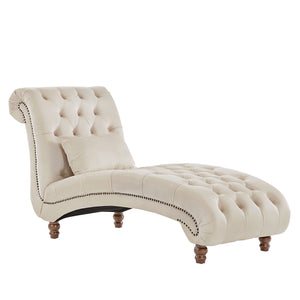 Homelegance By Top-Line Pietro Tufted Oversized Chaise Lounge Beige Velvet