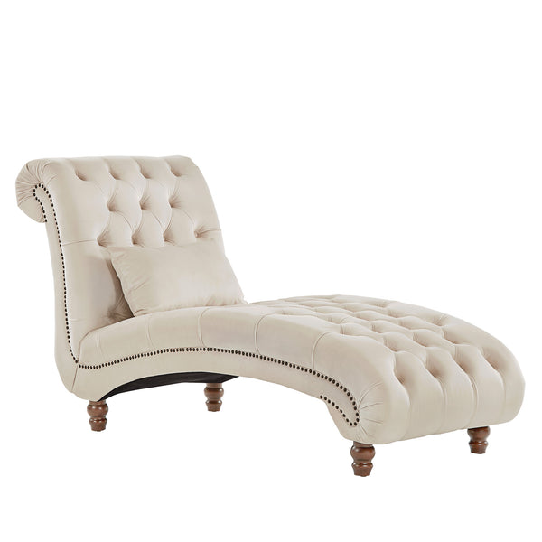 Homelegance By Top-Line Pietro Tufted Oversized Chaise Lounge Beige Velvet