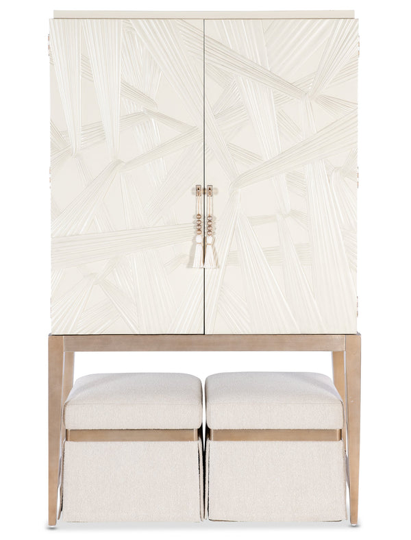 Hooker Furniture Melange Sculptural Bar Cabinet with Led Lighting Mirrored Back and Tapered Legs 628-50733-05