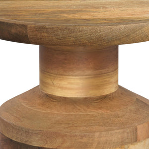 English Elm Haynes Solid Mango Accent Table – Handcrafted Sculptural Wood End Table, Boho Style, Multipurpose Light Brown B136P158440