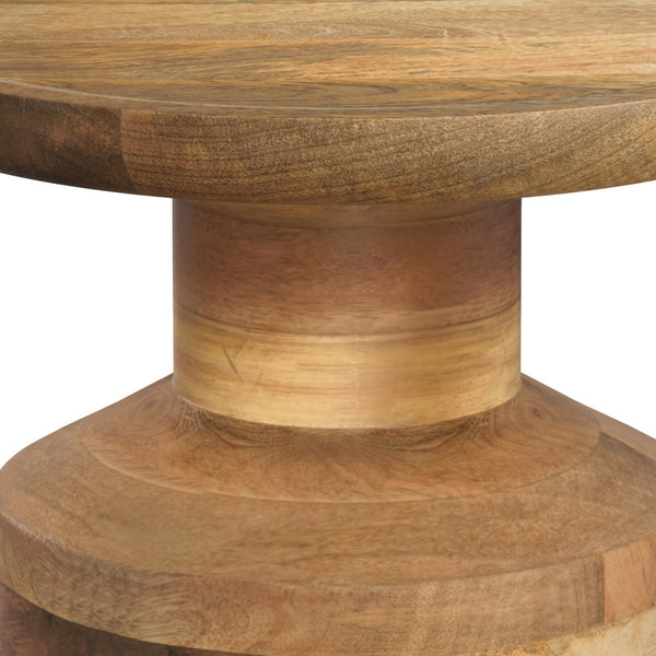 English Elm Haynes Solid Mango Accent Table – Handcrafted Sculptural Wood End Table, Boho Style, Multipurpose Light Brown B136P158440