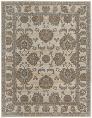 Feizy Rugs Celene Vintage-inspired Floral Rug - Elegant Neutral Palette, Power Loomed For Timeless Style Tan,Ivory,Brown Viscose,Polyester Cel39kzfbgegrye70