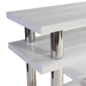 Bernhardt Bernhardt Yuma Console Table With Azucar Wood Shelves & Polished Stainless Posts, 69"W X 32"H Elegance 316912