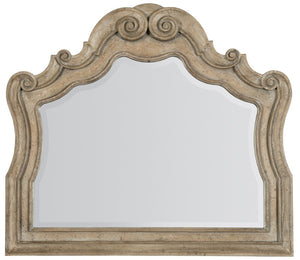Hooker Furniture Castella Antique Slate Beveled Mirror With Scroll Carving, Distressed Patina For Formal Rooms 5878-90008-80