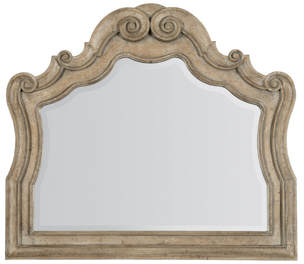 Hooker Furniture Castella Antique Slate Beveled Mirror With Scroll Carving, Distressed Patina For Formal Rooms 5878-90008-80