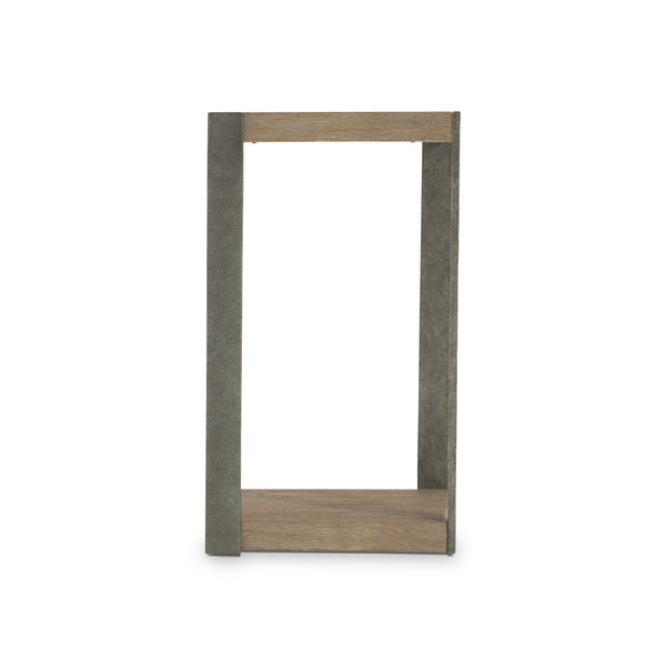 Bernhardt Bernhardt Tribeca Wire-Brushed Oak Accent Table With Textured Steel Supports And Lower Shelf Storage 333123