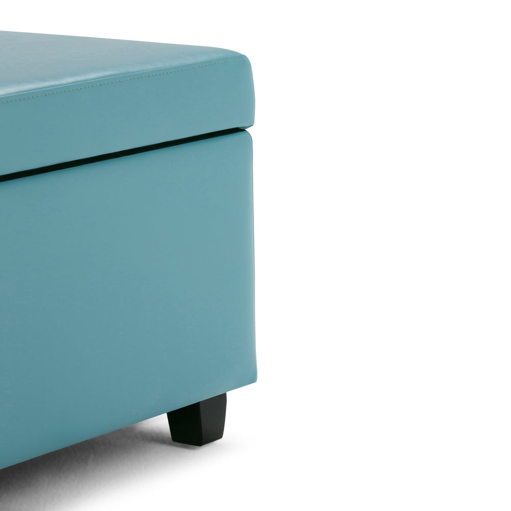 English Elm Avalon Storage Ottoman Bench - Soft Blue Vegan Leather With Hidden Storage & Versatile Seating Solutions B136P158635