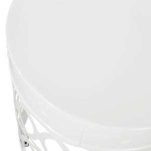 English Elm Outdoor Powder-coated Iron Nesting Accent Tables Set of 2 Laser-cut Circle Design White 73606.00WHI