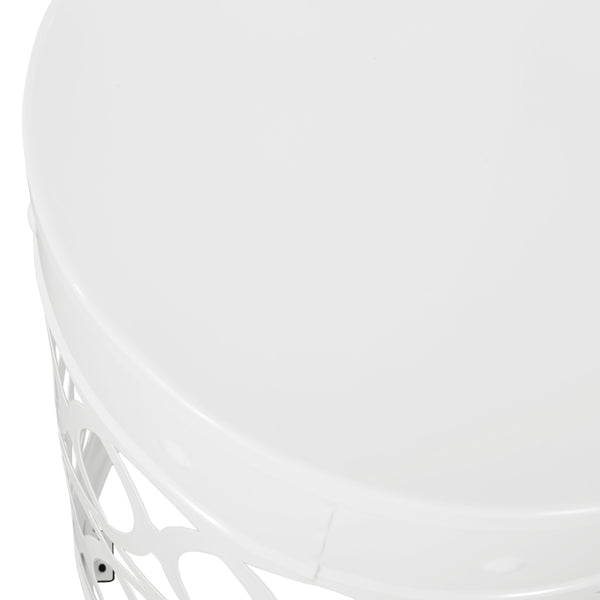 English Elm Outdoor Powder-coated Iron Nesting Accent Tables Set of 2 Laser-cut Circle Design White 73606.00WHI