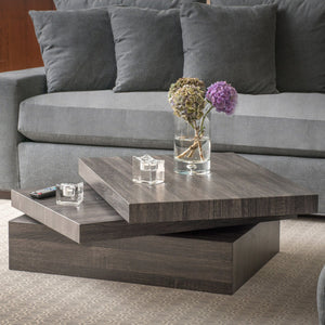 English Elm Christopher Knight Home® - MODERNESQUE Rotating Coffee Table Black MDF — Space-Saving 35.5"x27.75" Modern Swivel Design, Stylish Storage 57023.00BLK