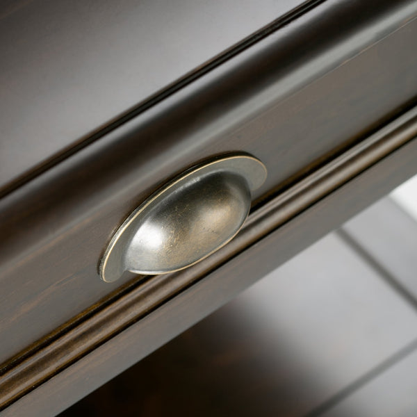 English Elm Burlington Handcrafted Mahogany Brown End Table with Drawer & Open Shelf, Distressed Faux Leather Top B136P159505