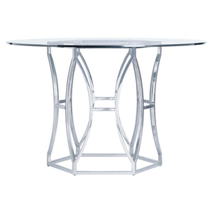 Bernhardt Bernhardt Argent Sculptural Round Dining Table With Hexagonal Stainless Steel Base & 48" Glass Top K1845
