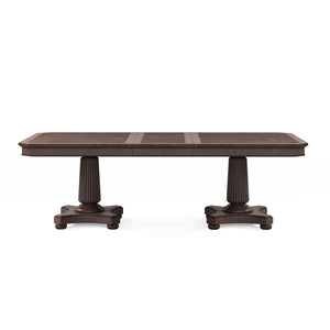 A.R.T. Furniture Revival Elegant Dual Pedestal Dining Table With Storage, Extendable Design & Stunning Mahogany Finish Brown Rubberwood Solids,Quarter Mahogany Veneer,Resin 328221-1730