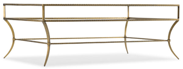 Hooker Furniture Laureng Hammered Gold Cocktail Table With Tempered Glass Top — Elegant, Durable Rectangular Centerpiece 5846-80110-15