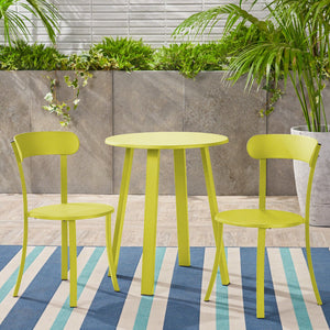 English Elm Barbados Outdoor Iron Bistro Set Powder Coated Patio Furniture for Balcony or Garden 61840.00IRNGRN