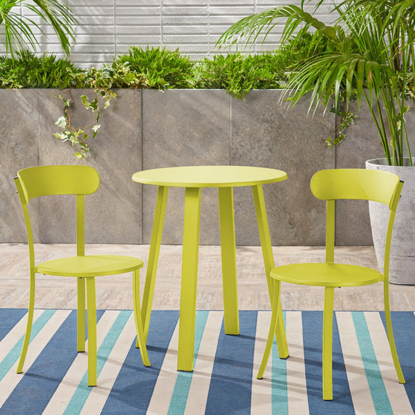 English Elm Barbados Outdoor Iron Bistro Set Powder Coated Patio Furniture for Balcony or Garden 61840.00IRNGRN