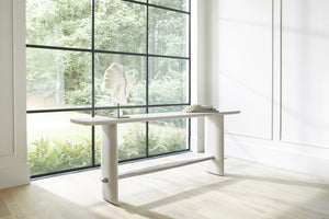 Bernhardt Bernhardt Sereno Console Table Walnut Lutra Top With Textured Resin Supports & Nickel Stretcher — 80"W 329910