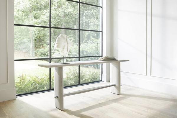 Bernhardt Bernhardt Sereno Console Table Walnut Lutra Top With Textured Resin Supports & Nickel Stretcher — 80"W 329910