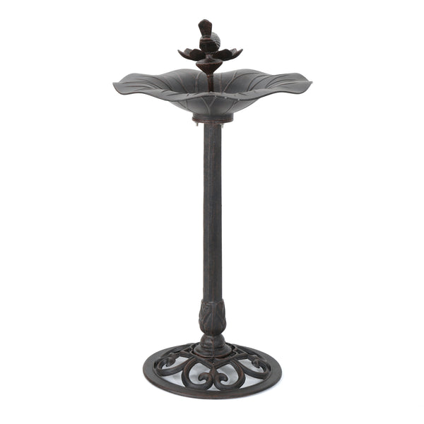 English Elm Christopher Knight Home® - e Elegant Lancaster Outdoor Aluminum & Iron Bird Bath Bronze — Durable Stable Base, Detailed Concave Bowl for Garden Charm and Wildlife Appeal 61696.00BZE