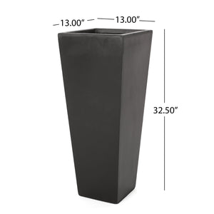 English Elm Ella Handcrafted Cast Stone Outdoor Planter Tapered Architectural Design for Patio 69576.00BLK