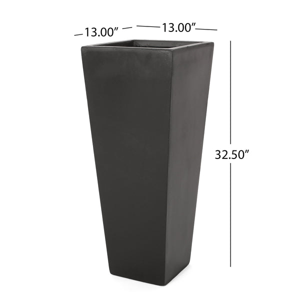 English Elm Ella Handcrafted Cast Stone Outdoor Planter Tapered Architectural Design for Patio 69576.00BLK