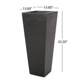 Christopher Knight Home® - Noble House - - 13" X 32.5" Outdoor Modern Mgo Cast Stone Planter, Black