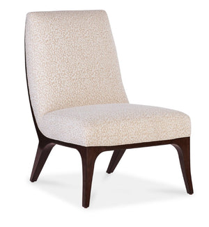 Hooker Furniture Bella Slipper Chair With Merrimac Ebony Upholstery, Curved Wood Back & Caviar Finish For Stylish Comfort Beige CC206-402