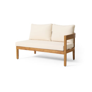 English Elm Brooklyn Outdoor Acacia Hardwood Modular Sectional Sofa with Tuxedo Curved Slat Design 73147.00BGE