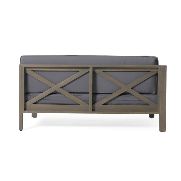 English Elm Brava Acacia Wood Outdoor Modular Sofa Set Mid-century Slatted Cross-back Patio Seating 57967-8-64489DGY-64496GRY